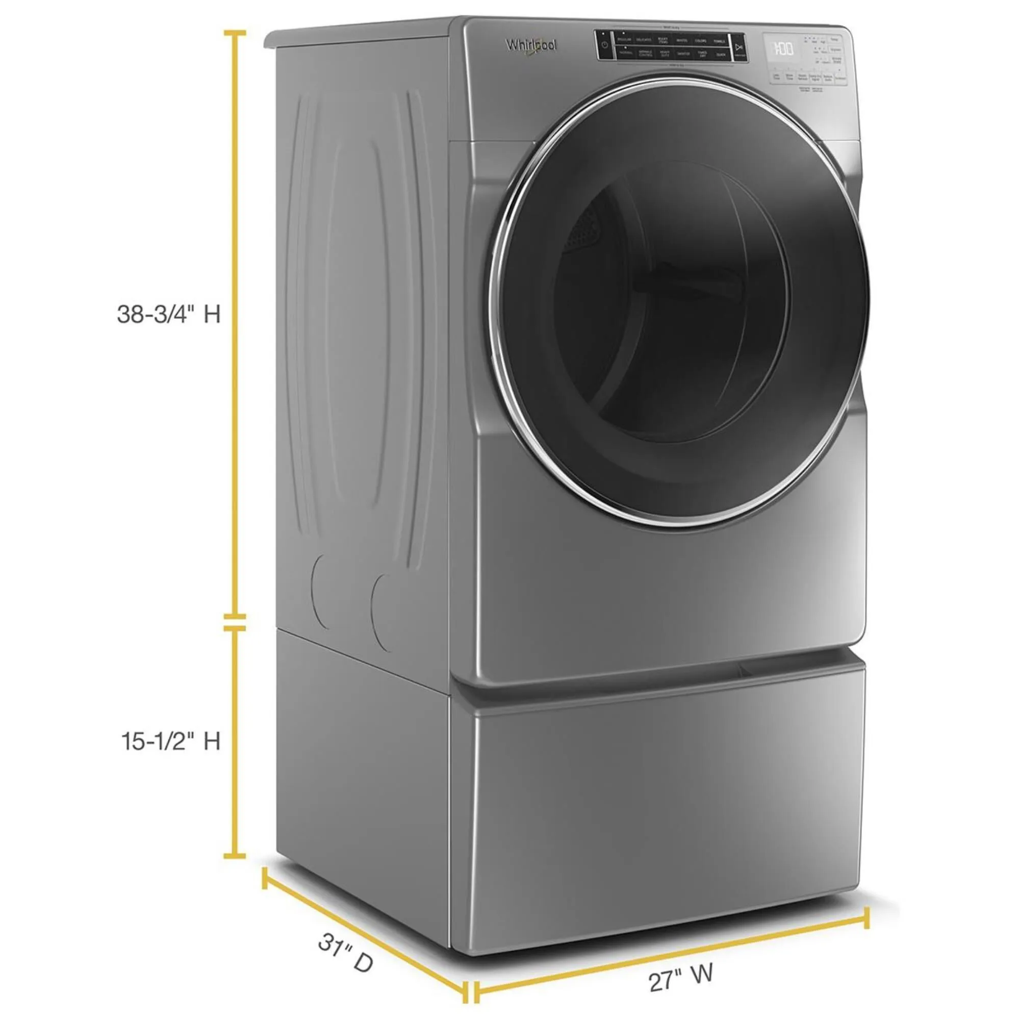 Whirlpool 7.4 Cu. Ft. Electric Dryer with Steam in Chrome Shadow